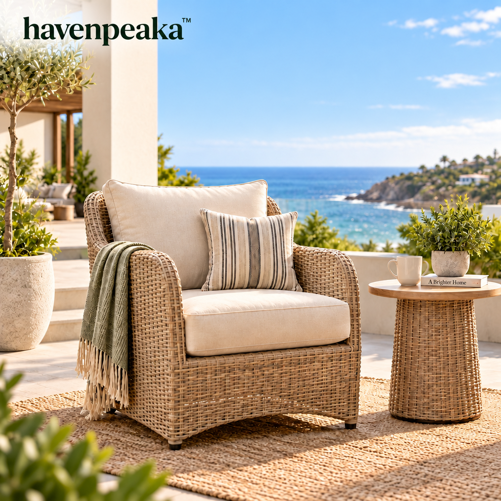 havenpeaka™ Modern Wicker Outdoor Lounge Chair with Comfortable Cushion