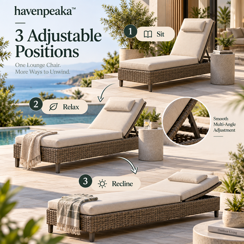 havenpeaka™ Adjustable Outdoor Reclining Lounge Chair for Patio Relaxation