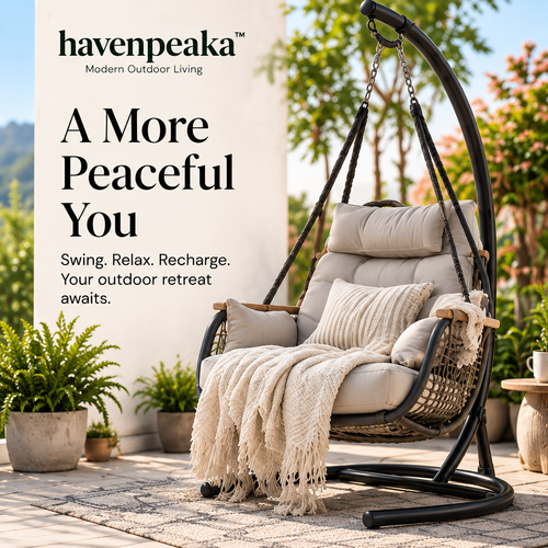 havenpeaka™ Hanging Outdoor Swing Chair with Soft Cushioned Seat