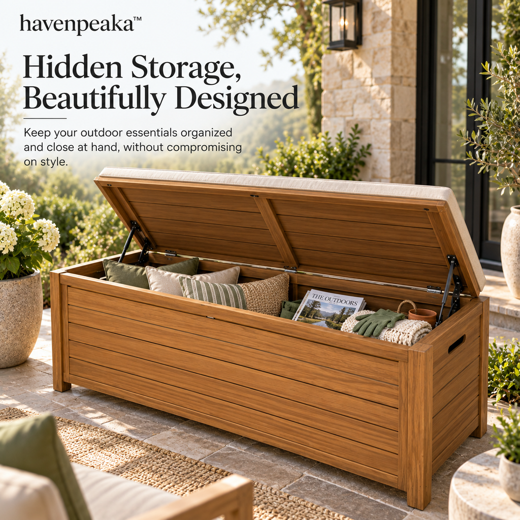 havenpeaka™ Outdoor Storage Bench with Weather Resistant Design