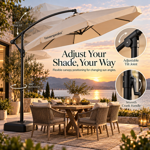 havenpeaka™ Large Outdoor Patio Umbrella with Adjustable Canopy