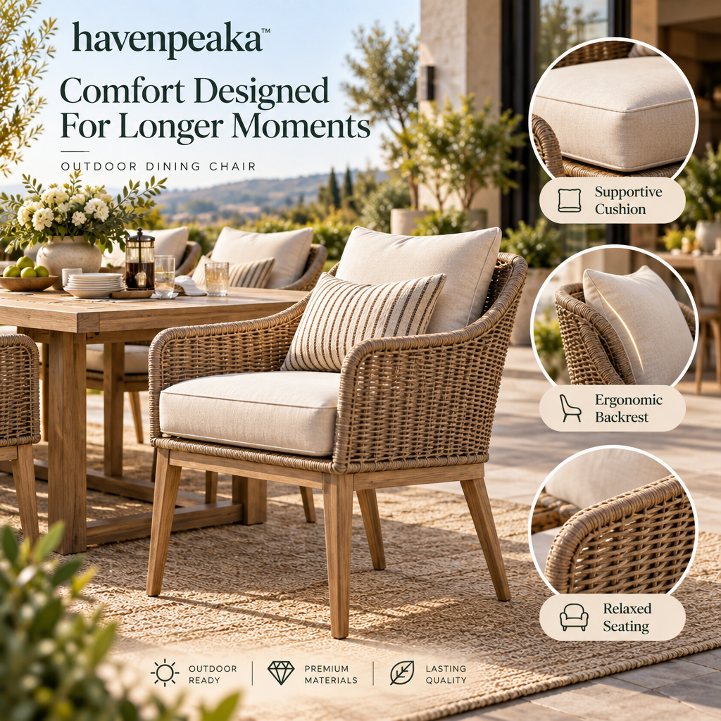 havenpeaka™ Outdoor Dining Table Set with Comfortable Patio Chairs