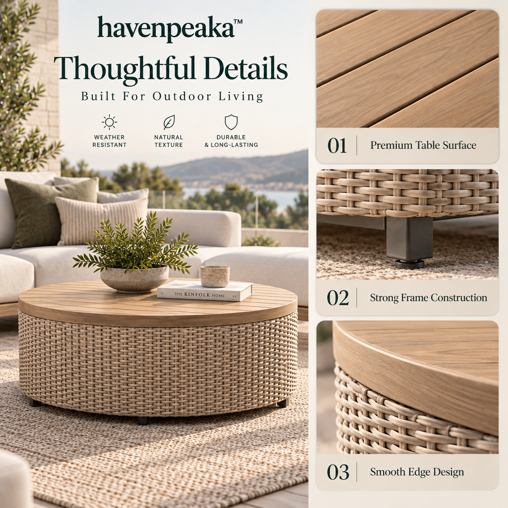 havenpeaka™ Modern Outdoor Coffee Table for Patio & Balcony Spaces