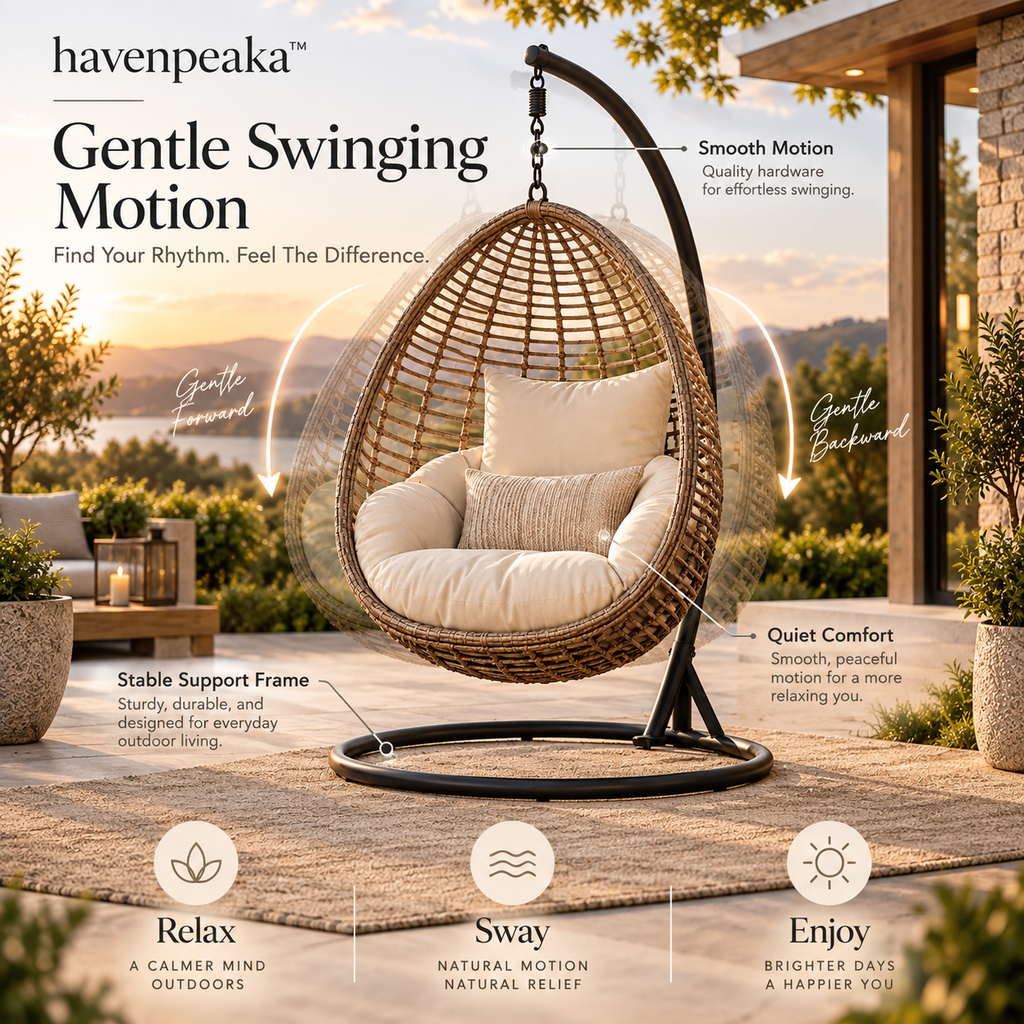 havenpeaka™ Outdoor Hanging Egg Chair with Comfortable Cushion