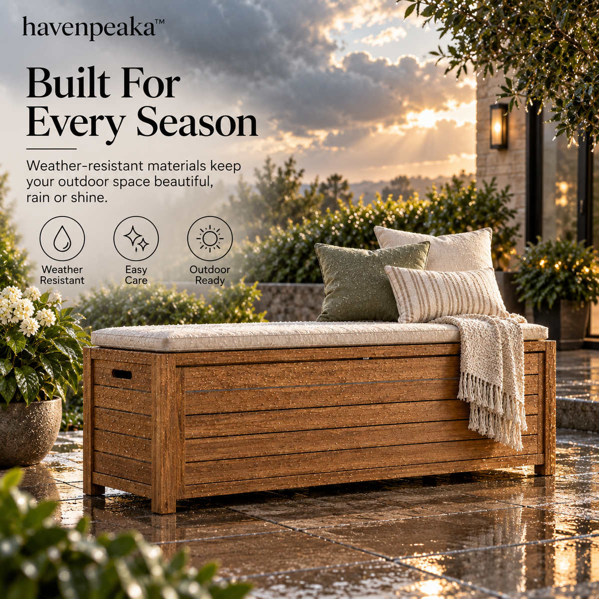 havenpeaka™ Outdoor Storage Bench with Weather Resistant Design
