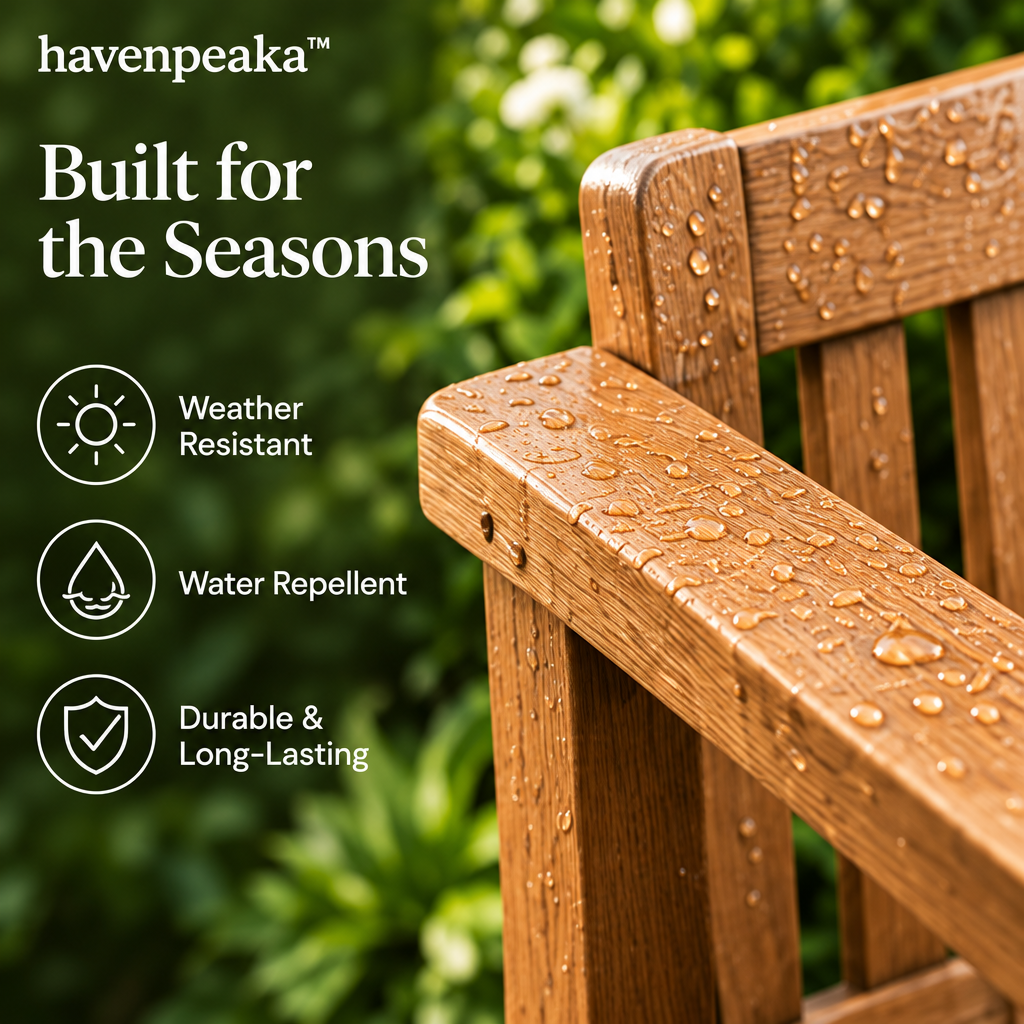havenpeaka™ Wooden Outdoor Garden Bench for Patio & Backyard Seating