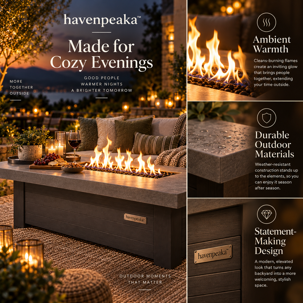 havenpeaka™ Outdoor Fire Pit Table for Cozy Backyard Gatherings