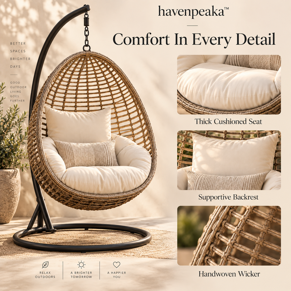 havenpeaka™ Outdoor Hanging Egg Chair with Comfortable Cushion