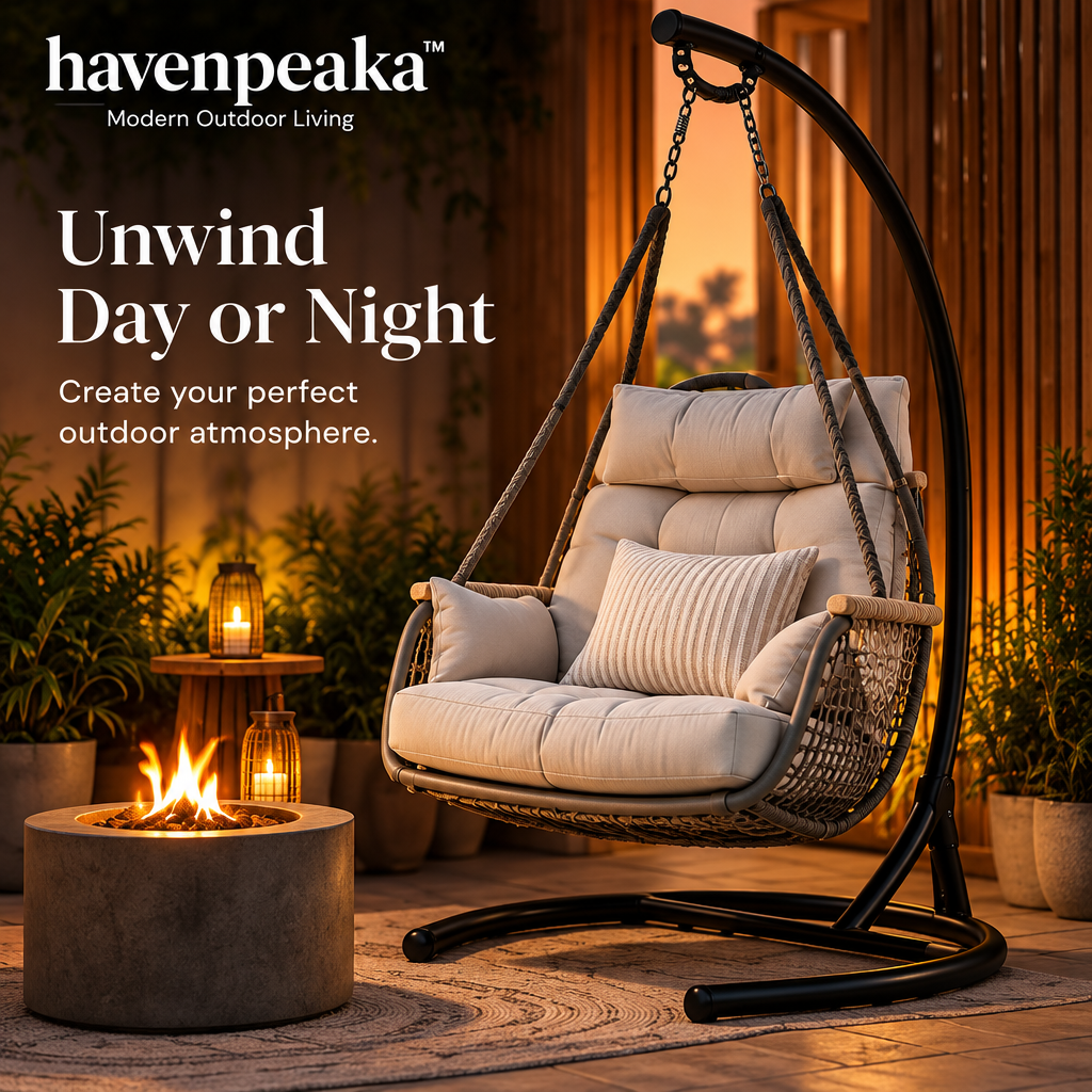 havenpeaka™ Hanging Outdoor Swing Chair with Soft Cushioned Seat