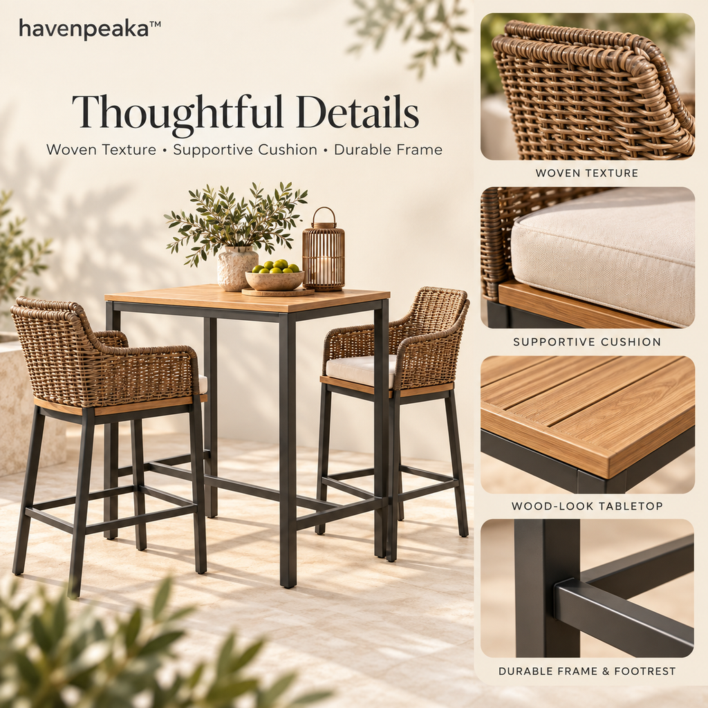 havenpeaka™ Outdoor Bar Table Set for Patio Entertainment Areas