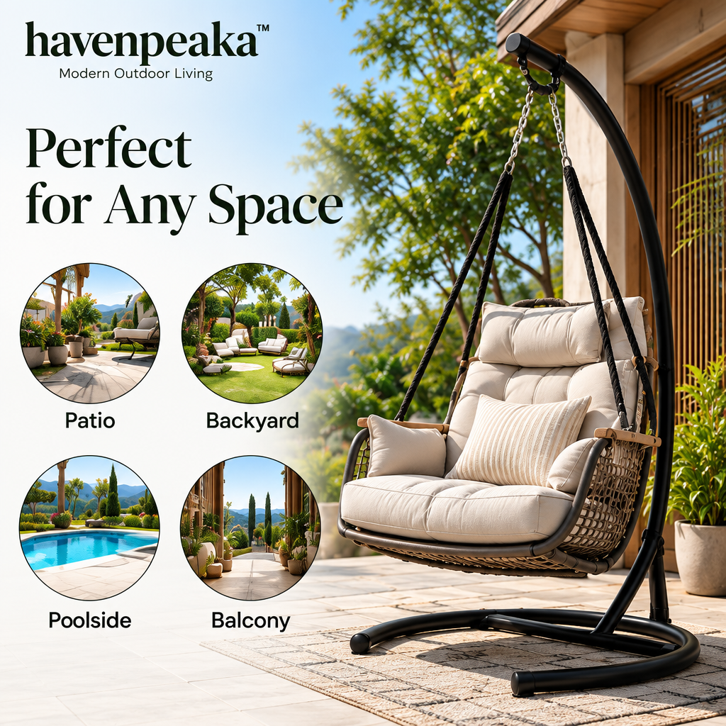 havenpeaka™ Hanging Outdoor Swing Chair with Soft Cushioned Seat