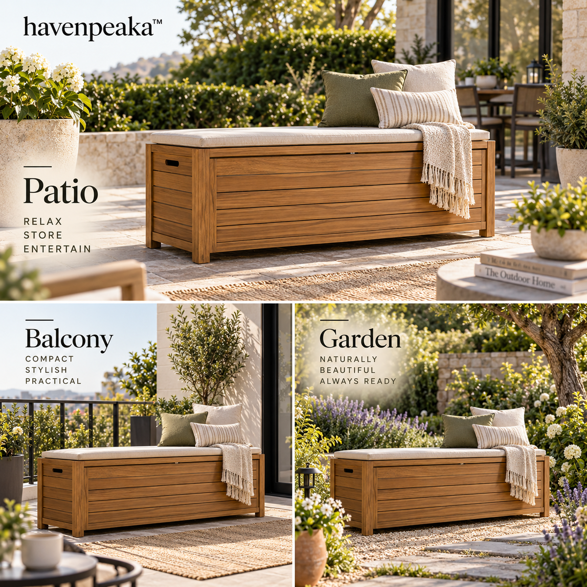 havenpeaka™ Outdoor Storage Bench with Weather Resistant Design