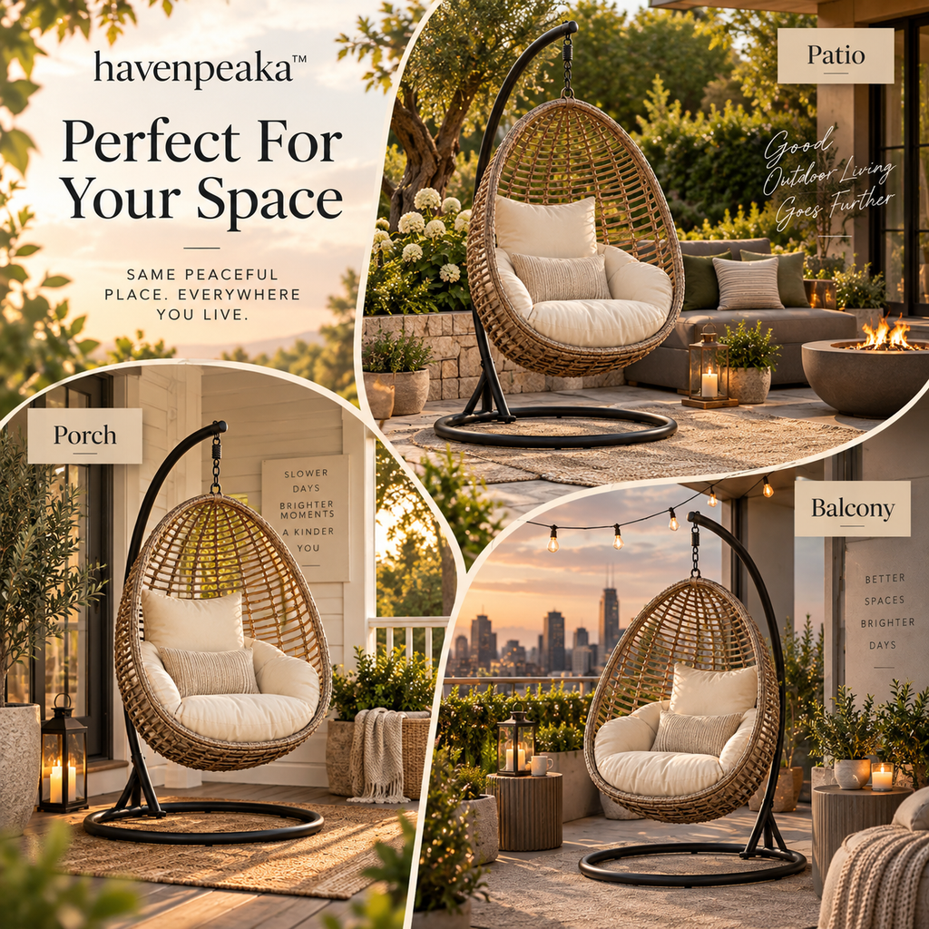 havenpeaka™ Outdoor Hanging Egg Chair with Comfortable Cushion