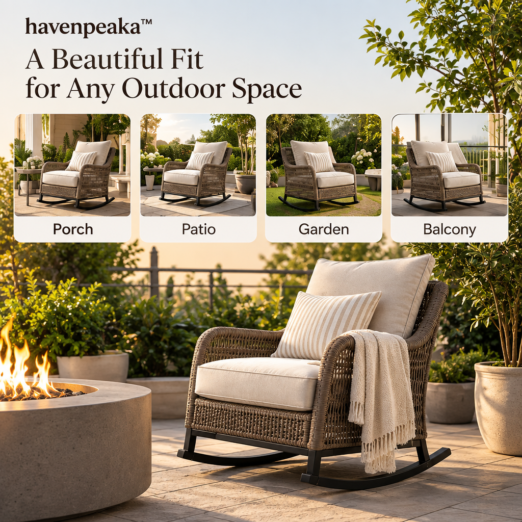 havenpeaka™ Comfortable Outdoor Rocking Chair for Porch & Patio Living