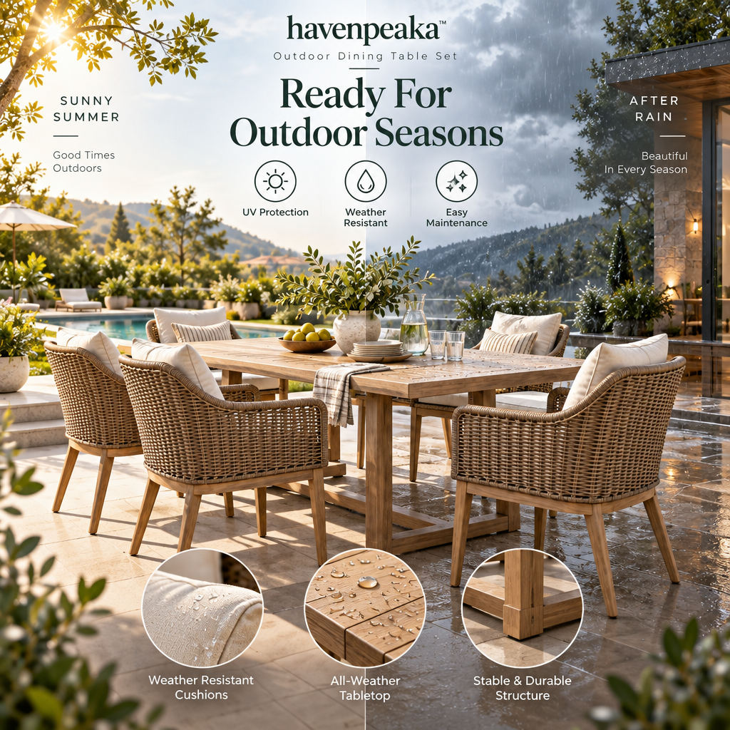 havenpeaka™ Outdoor Dining Table Set with Comfortable Patio Chairs